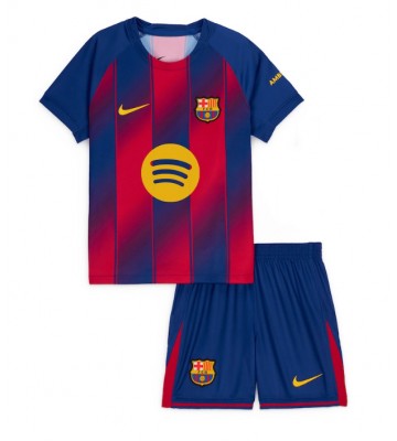 Barcelona Hjemmebanetrøje Børn 2025-26 Kortærmet (+ Korte bukser)